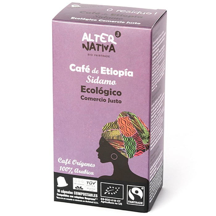 Alter Nativa 3 Compostable Tuv Coffee Capsules Sidamo Ethiopia 100% Arabica