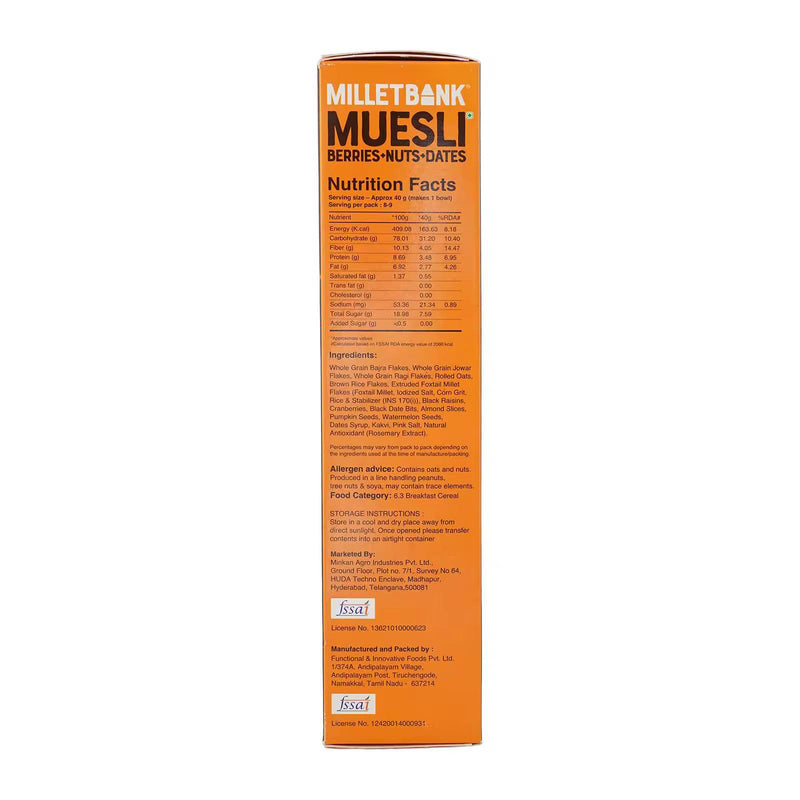 Millet Bank Berries Nuts & Dates Muesli 350 g