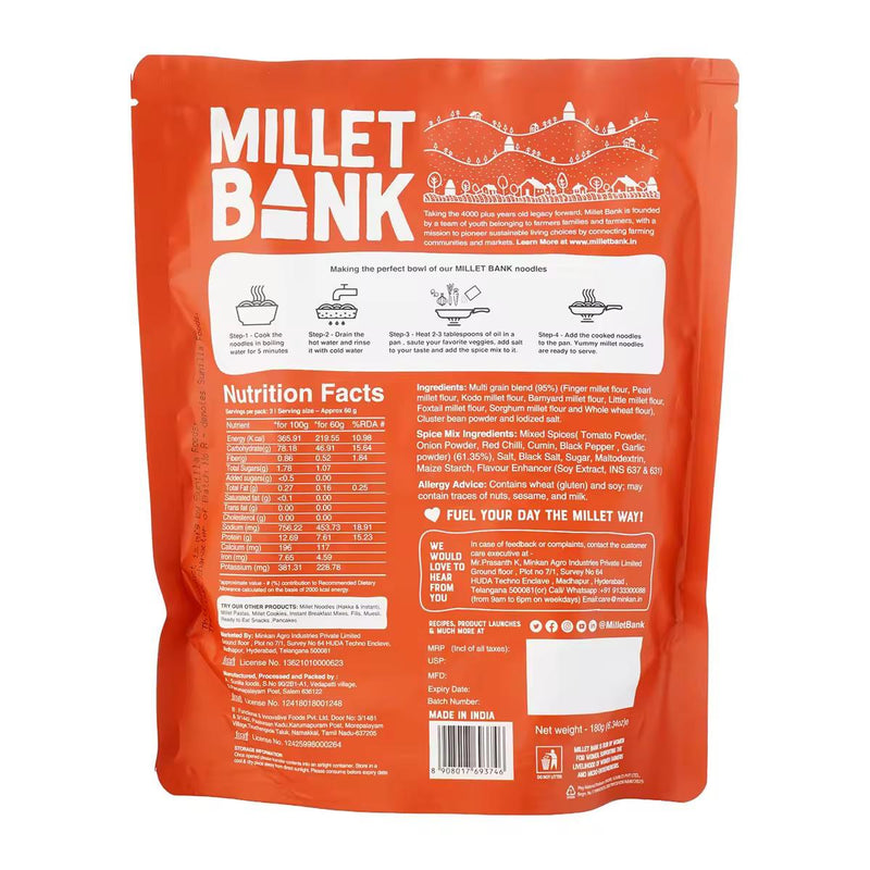 Millet Bank Multimillet Tangy Tomato Noodles 180g