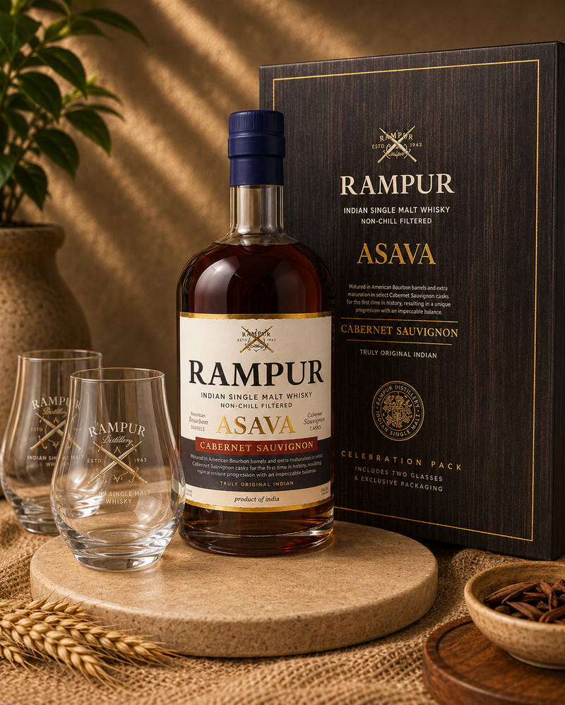 Rampur Single Malt Asava Giftset Glassese