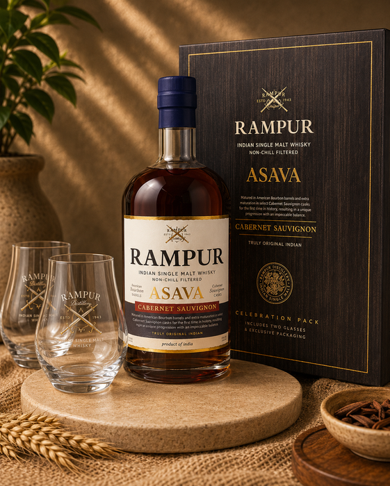 Rampur Single Malt Asava Giftset Glassese