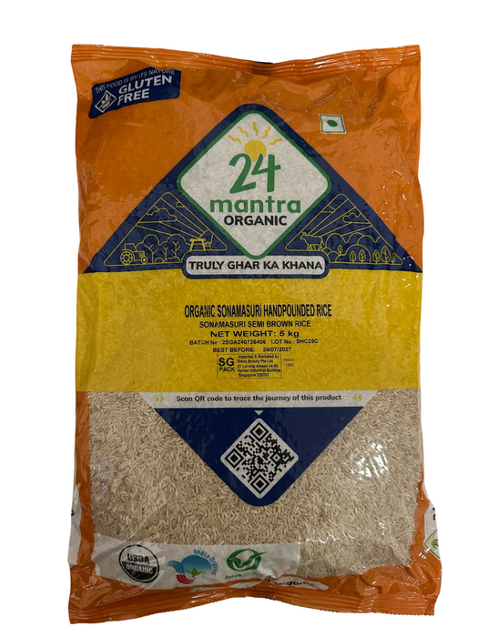 24 Mantra Organic Hand Pounded Sonamasuri (Sonamasoori) Semi Brown Rice