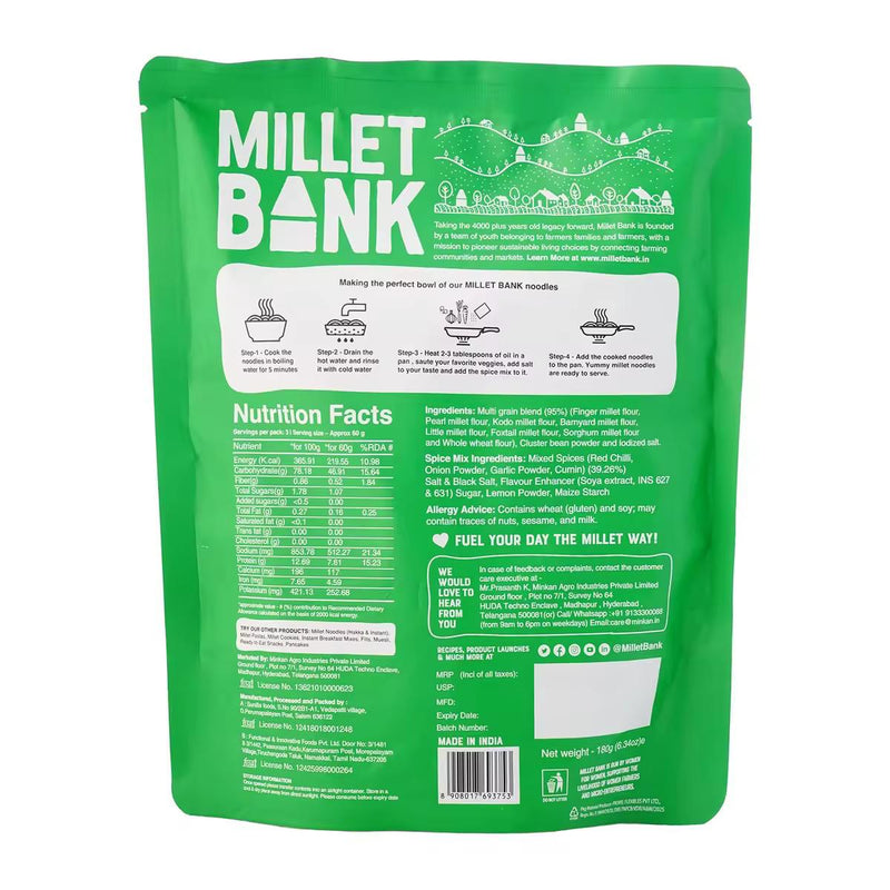 Millet Bank Multimillet Chilli Garlic Noodles 180g