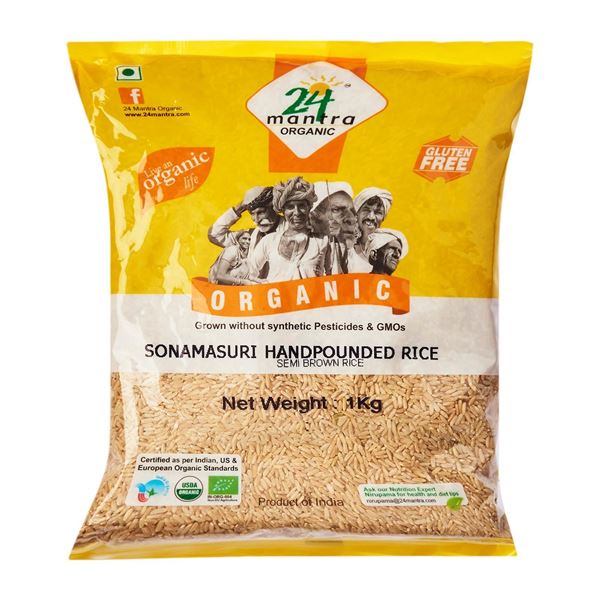 24 Mantra Organic Hand Pounded Sonamasuri (Sonamasoori) Semi Brown Rice