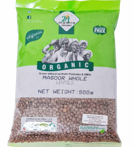 24 Mantra Organic Masoor Dal Whole With skin