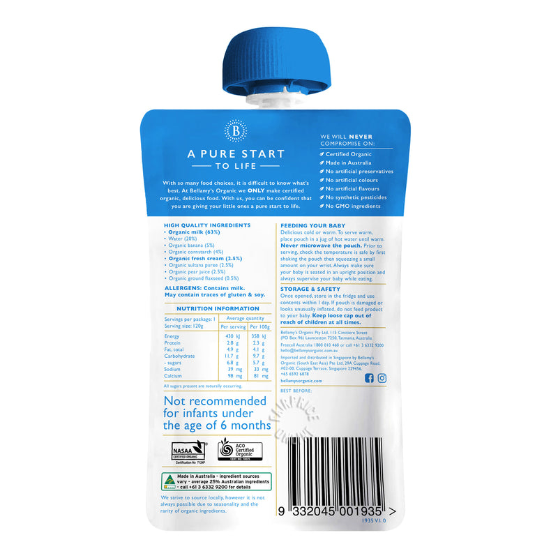 Bellamy's Organic Baby Food - Banana Custard with Flaxseed