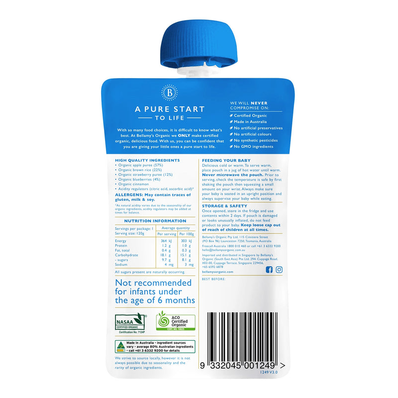 Bellamy's Organic Baby Food - Berries Cinnamon & Apple