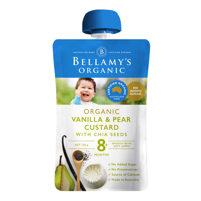 Bellamy's Organic Baby Food - Vanilla & Pear Custard with Chia Seeds