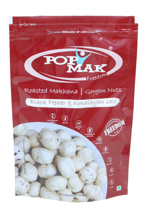 Popmak Roasted Makhana/Water Lily Seeds - Black Pepper and Himalayan Salt