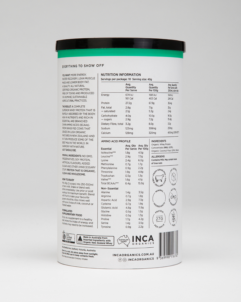 INCA Organic Whey Protein Powder - Coconut
