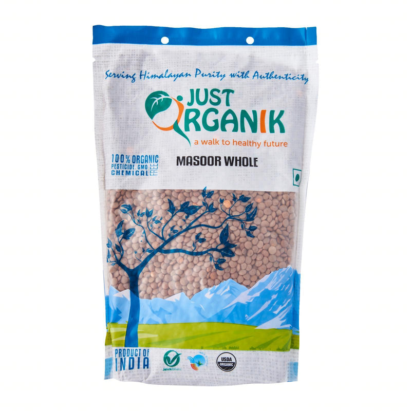 Just Organik Organic Masoor Whole (sabut/brown)