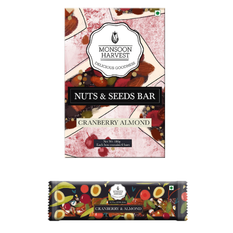 Monsoon Harvest Gluten Free & Vegan Nuts & Seeds Bar (Cranberry Almond)