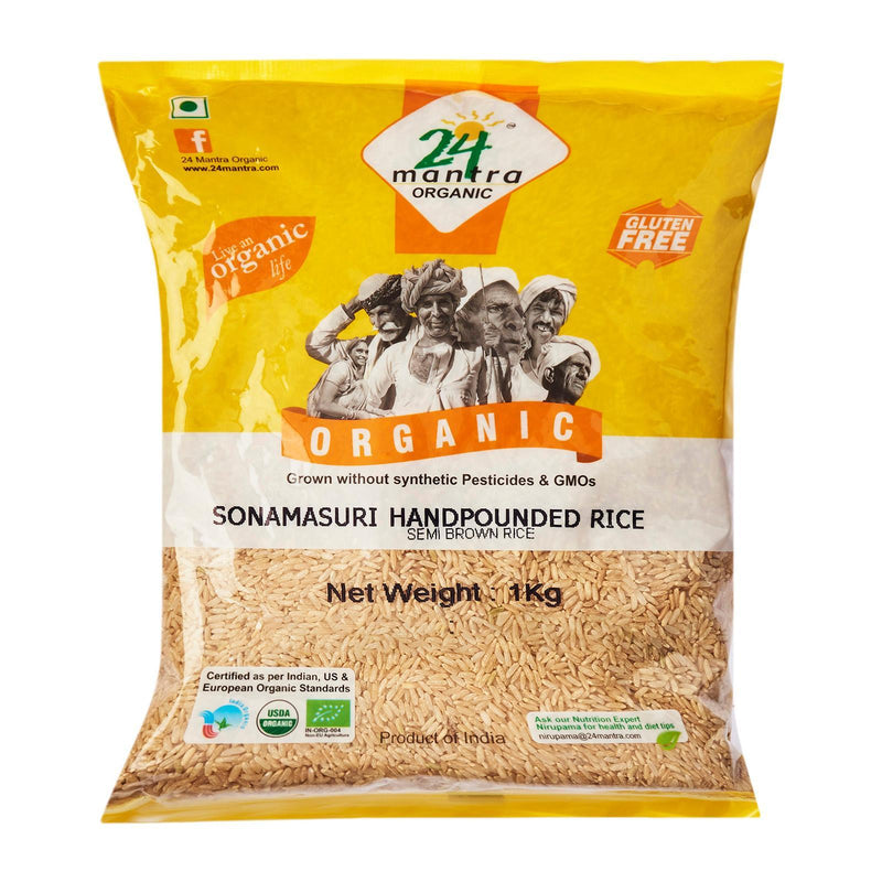 24 Mantra Organic Hand Pounded Sonamasuri (Sonamasoori) Semi Brown Rice