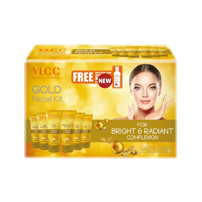 VLCC Gold Premium Facial Kit with FREE Rose Water Toner