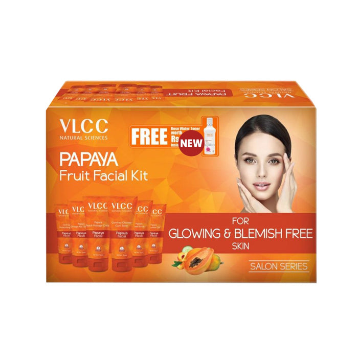 Vlcc Papaya Fruit Facial Kit With Free Rose Water Toner