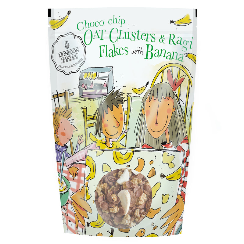 Monsoon Harvest Gluten Free Choco Chip Oat Clusters & Ragi Flakes with Banana