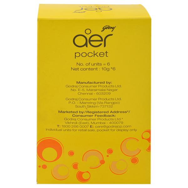 Godrej Aer Pocket Bright Tangy Delight Bathroom Freshener 10gx6s