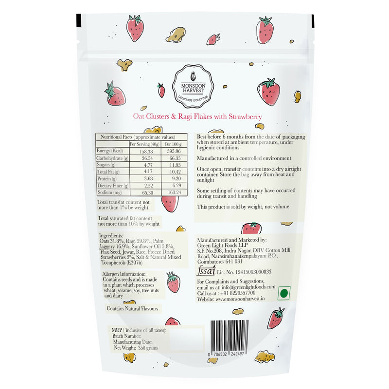 Monsoon Harvest Gluten Free Oat Clusters & Ragi Flakes With Strawberry